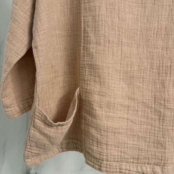 Eileen Fisher Rustic Organic Linen Cotton Doubleweave Top XS Beige - Picture 4 of 5